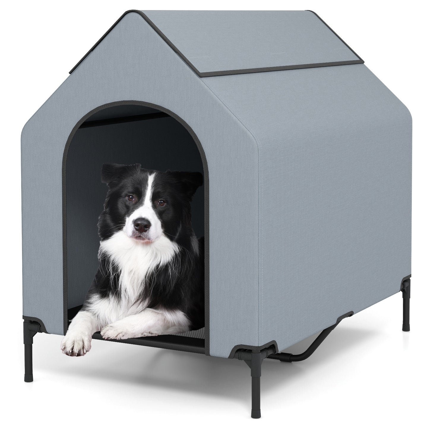 Large/Middle/Small Outdoor Elevated Pet House with Ventilated Windows-S - M