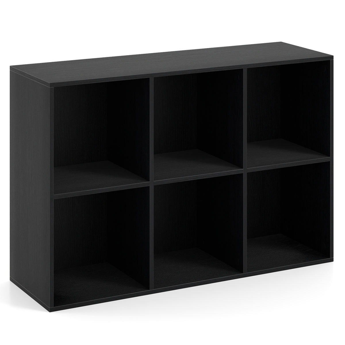 Modern 6-Cube Bookcase with Anti-tipping Kits for Bedroom Living Room-Natural - Black