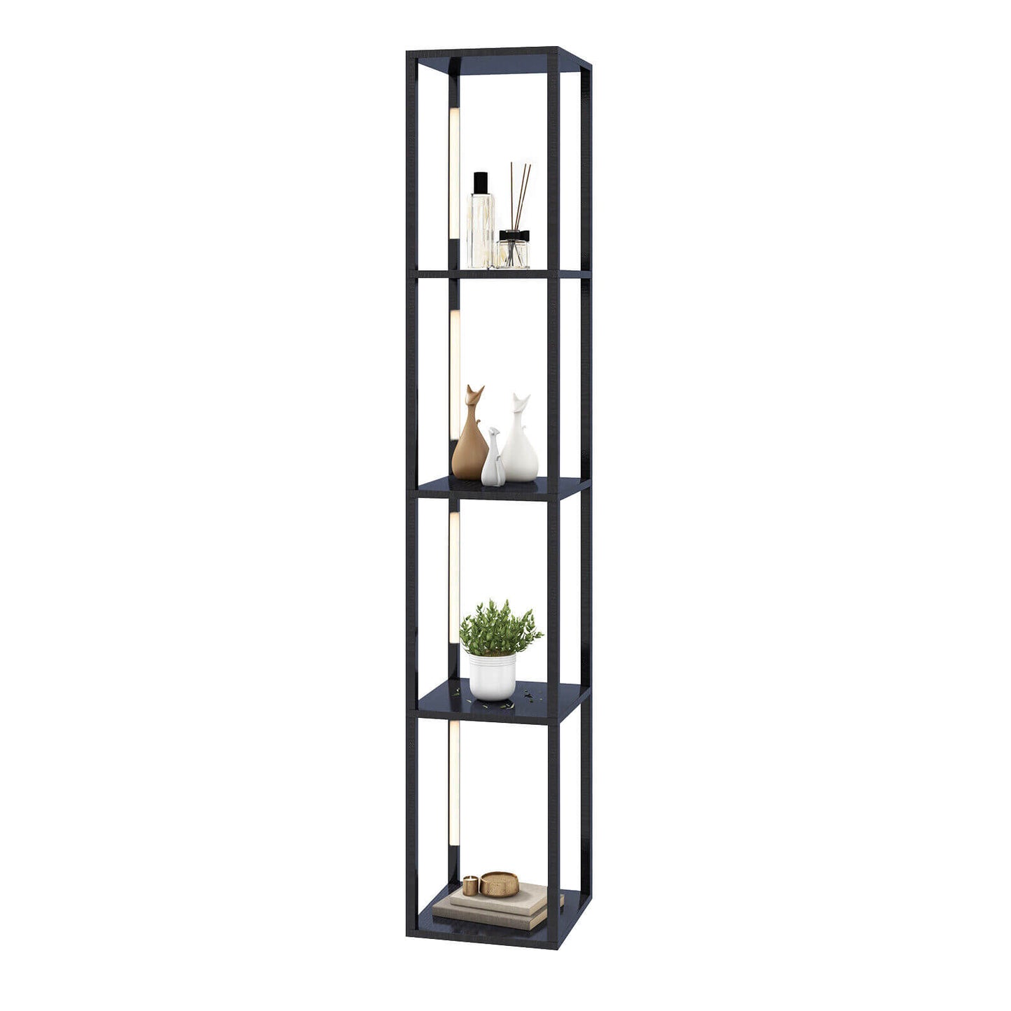 64 Inches Floor Lamp with 3-Level Dimmable LED Bulbs and Rotatable LED Poles-Black