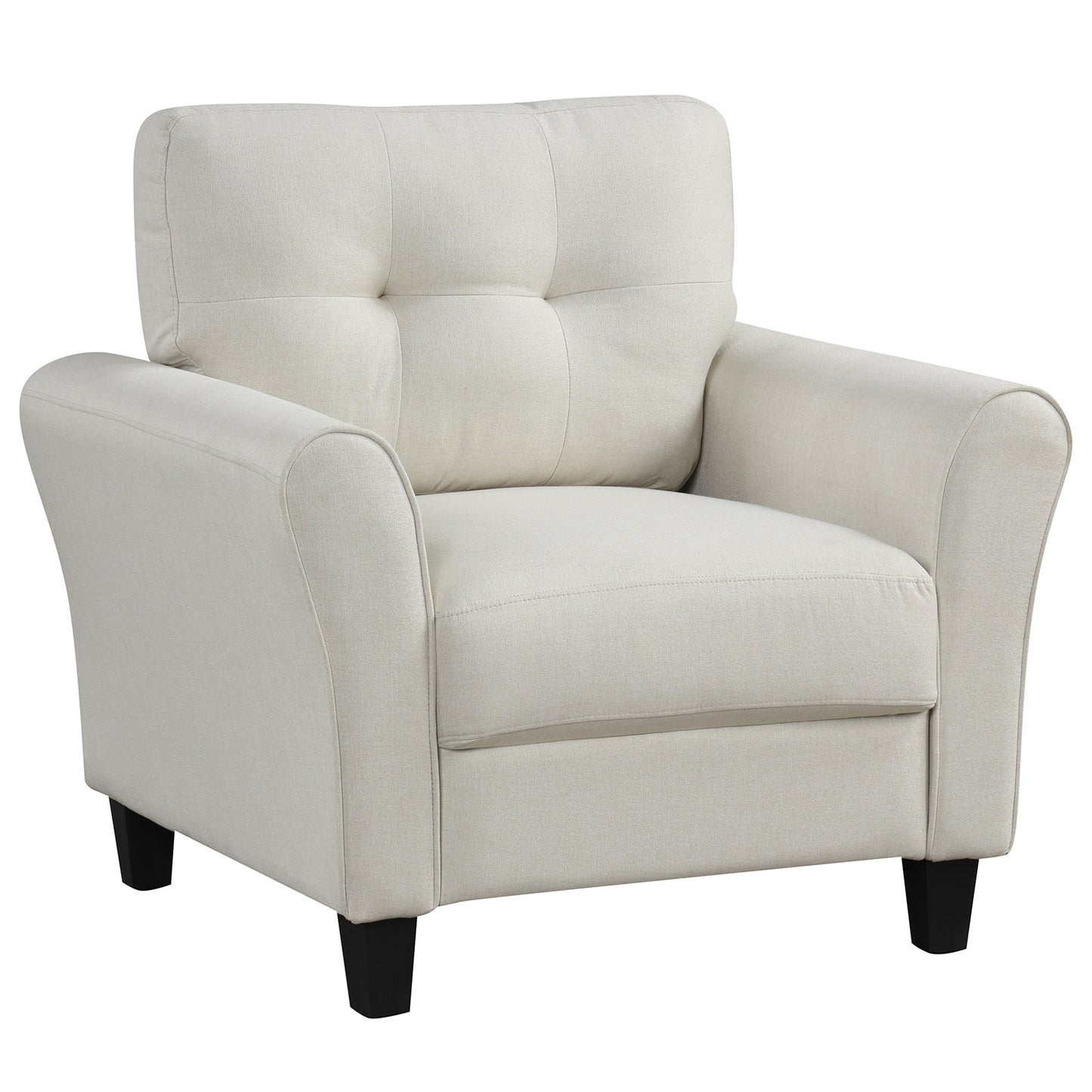 Modern Upholstered Accent Chair with Rubber Wood Legs-Beige - Beige