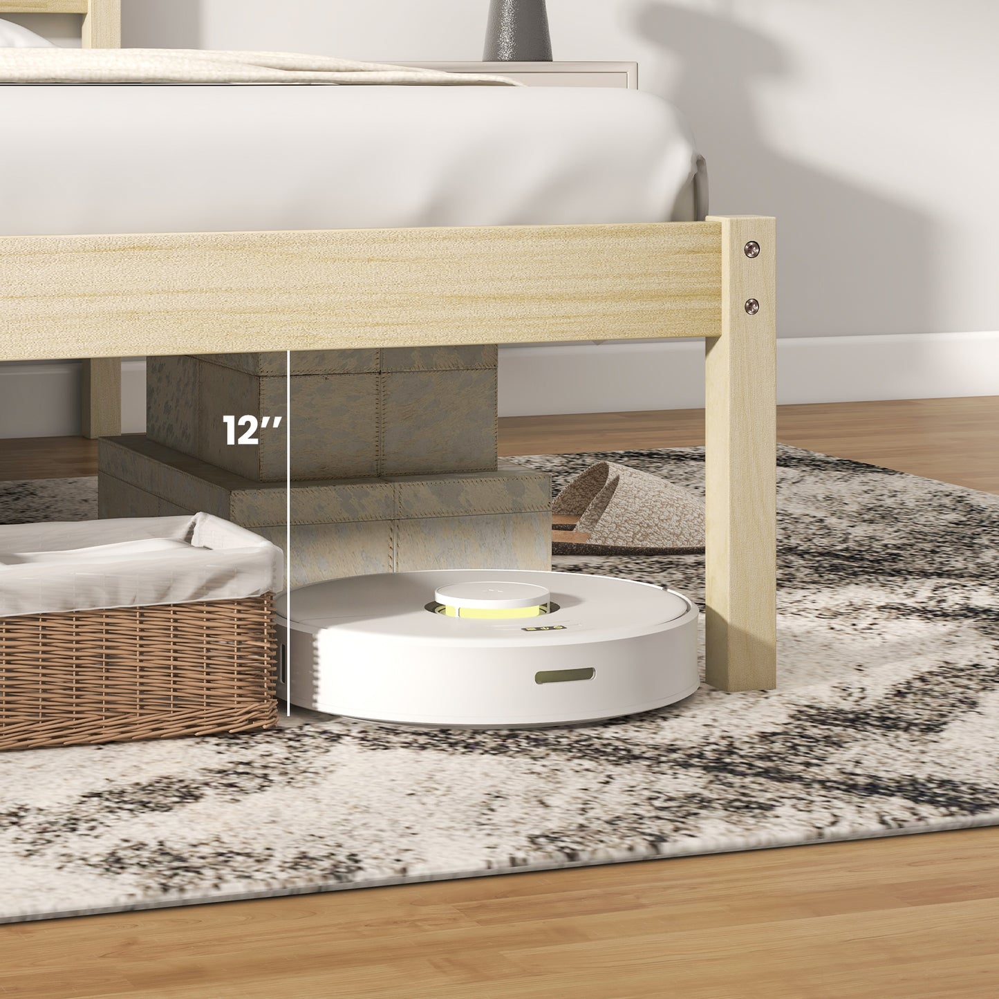 Twin/Full/Queen Size Wooden Bed Frame with Headboard and Slat Support-Twin Size