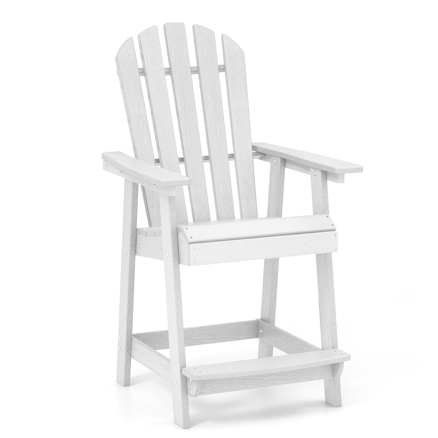 HDPE Patio Chair with Armrest and Footrest for Indoor Outdoor-Coffee - White