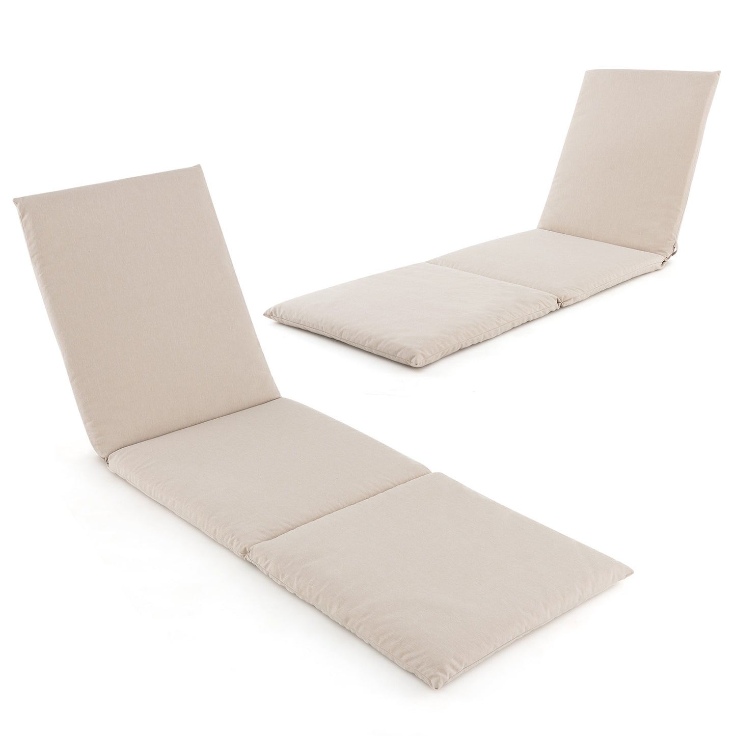 Outdoor Chaise Lounge Cushion Patio Furniture Folding Pad with Fixing Straps-Red - Beige