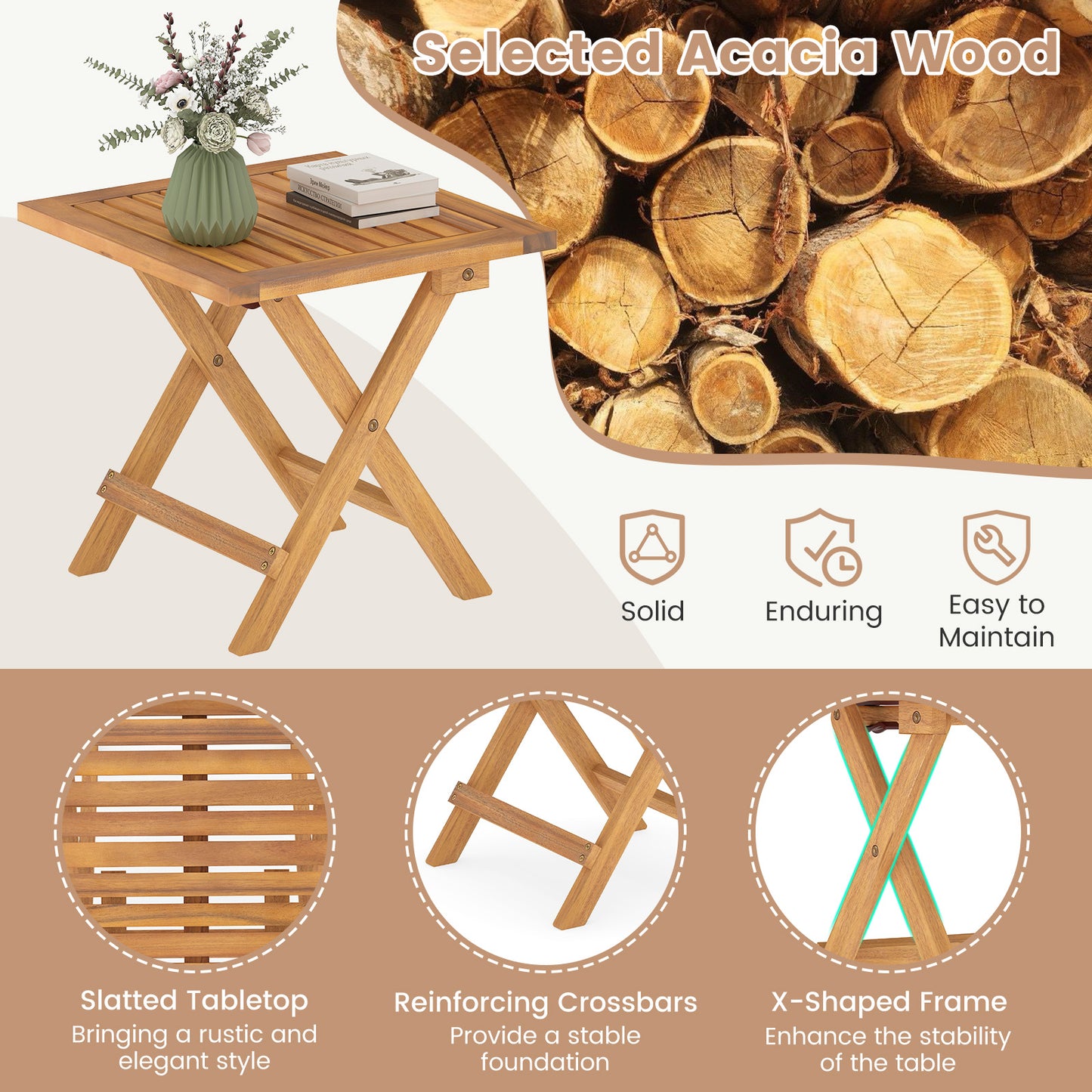 Outdoor Folding Side Table for Small Space and Garden-1