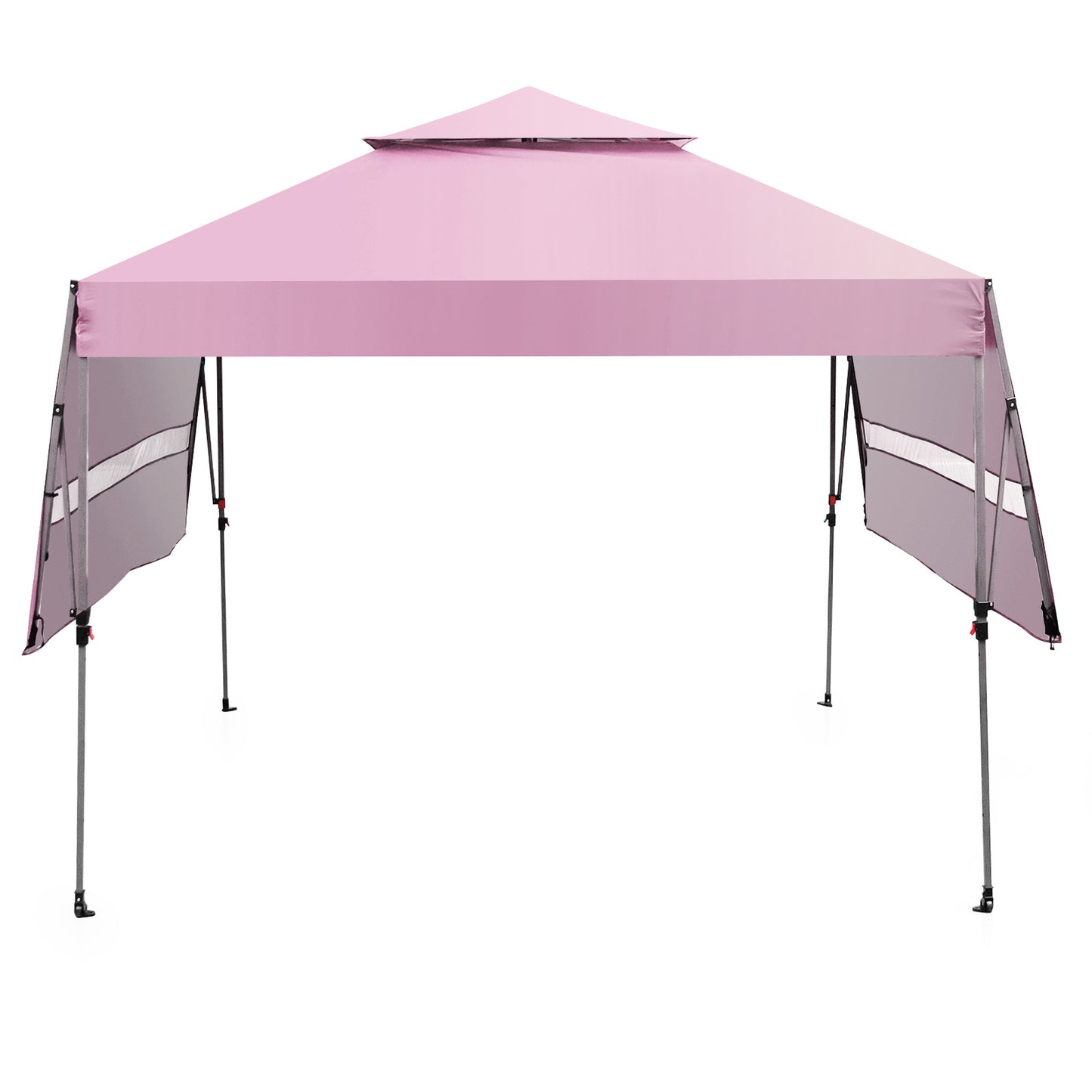 10 x 17.6 Feet Outdoor Instant Pop-up Canopy Tent with Dual Half Awnings-Gray - Pink