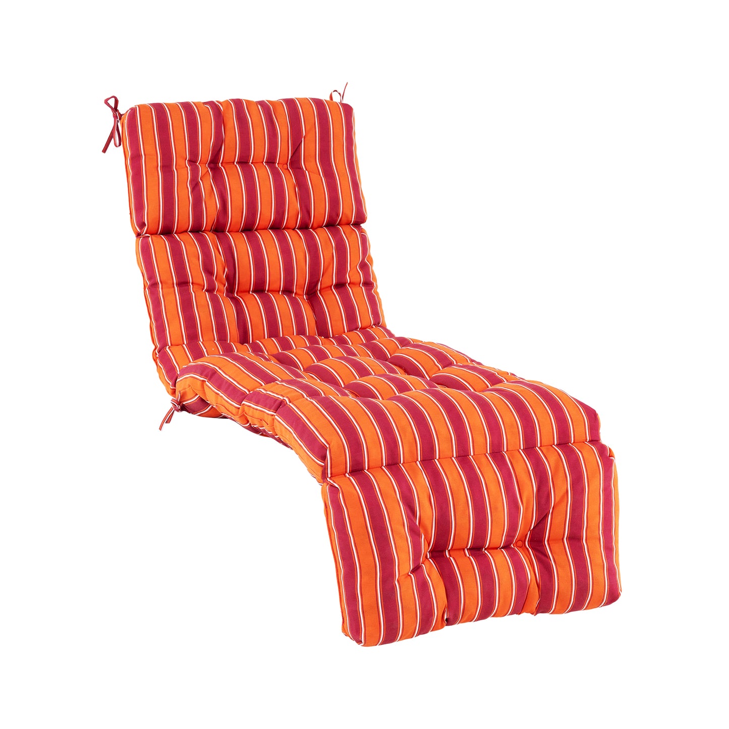 Outdoor Lounge Chaise Cushion with String Ties for Garden Poolside-Navy - Red