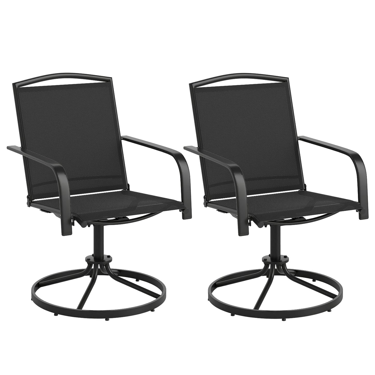 Outdoor Swivel Chairs Set of 2 with High Back and Breathable Seat-Gray - Black