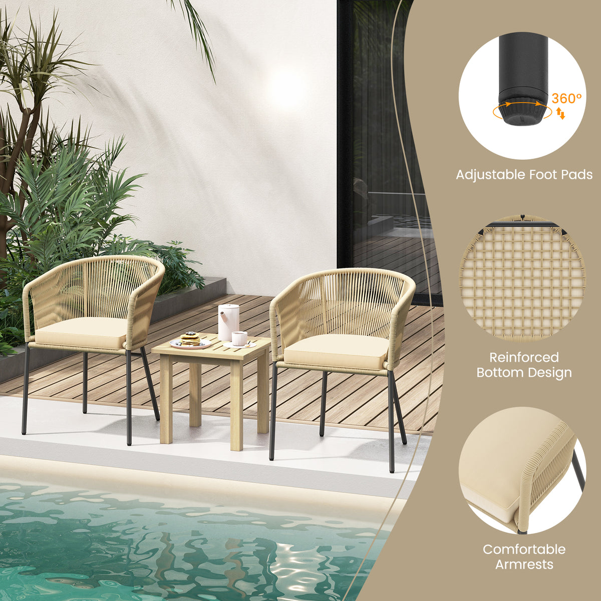 Patio Chairs Set of 4 with