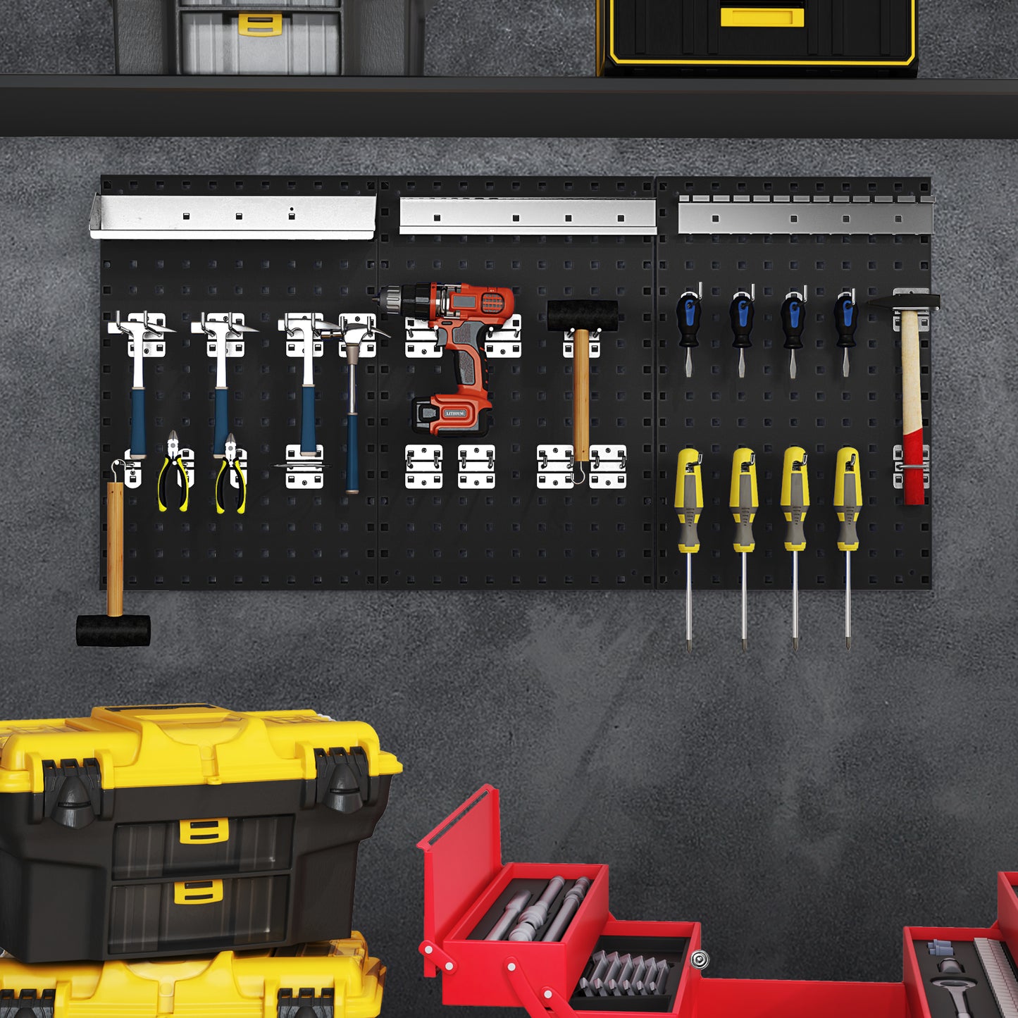 Wall-Mounted Pegboard Kit with 3 Pegboards for Garage Workshop