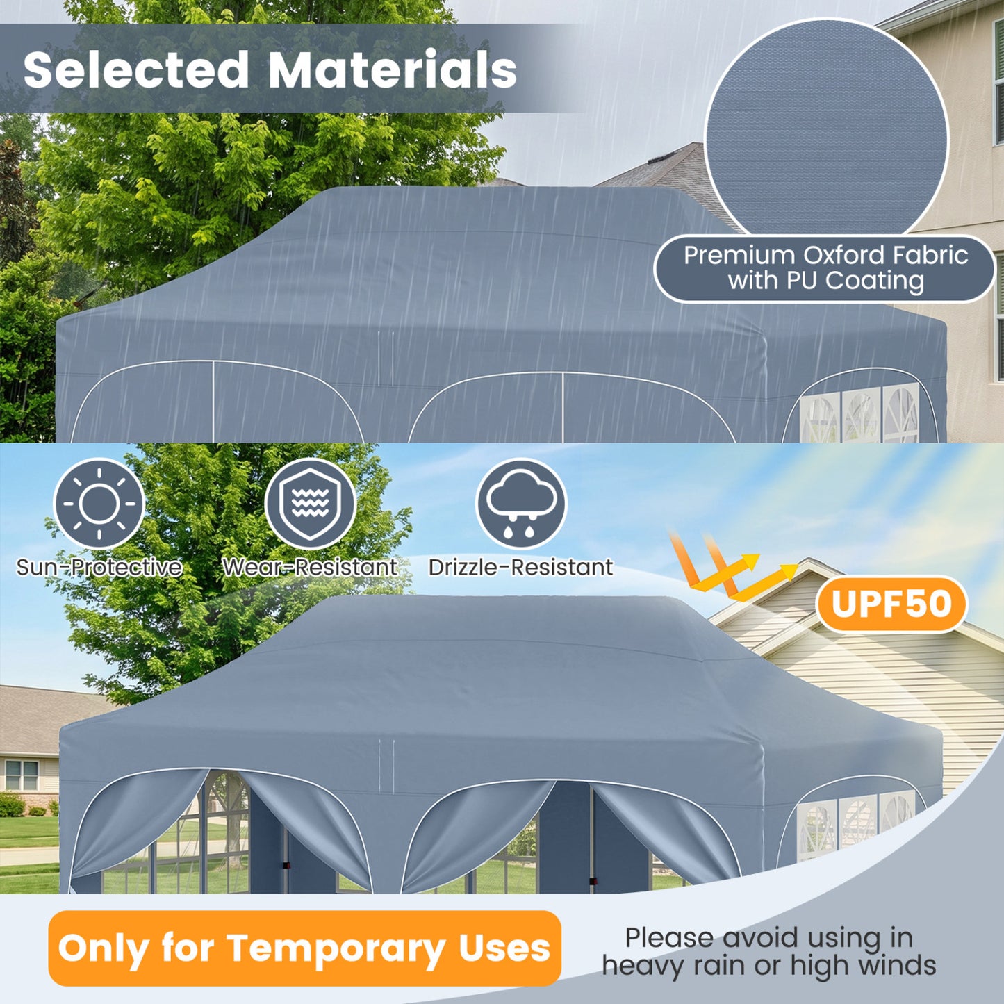 Pop Up Canopy Tent 10x20 ft with 6 Removable Sidewalls
