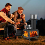 Patented Portable Wood Camping Burning Stove Heater with 2 Cooking Positions