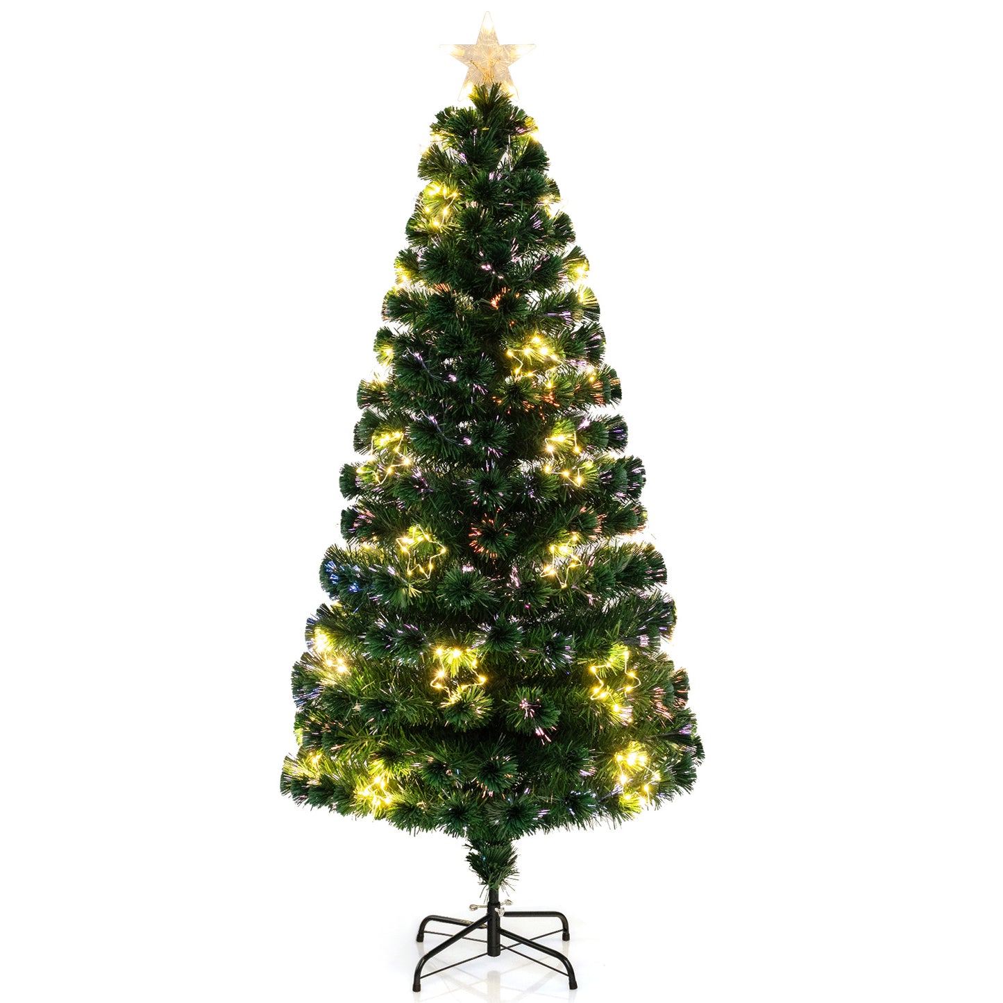 Pre-Lit Artificial Xmas Tree with Top Star and Branch Tips-4 FT - 6 Ft