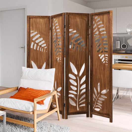 Room Divider 5.6 FT Folding Partition Stand with Double Action Metal Hinges-4 Panel