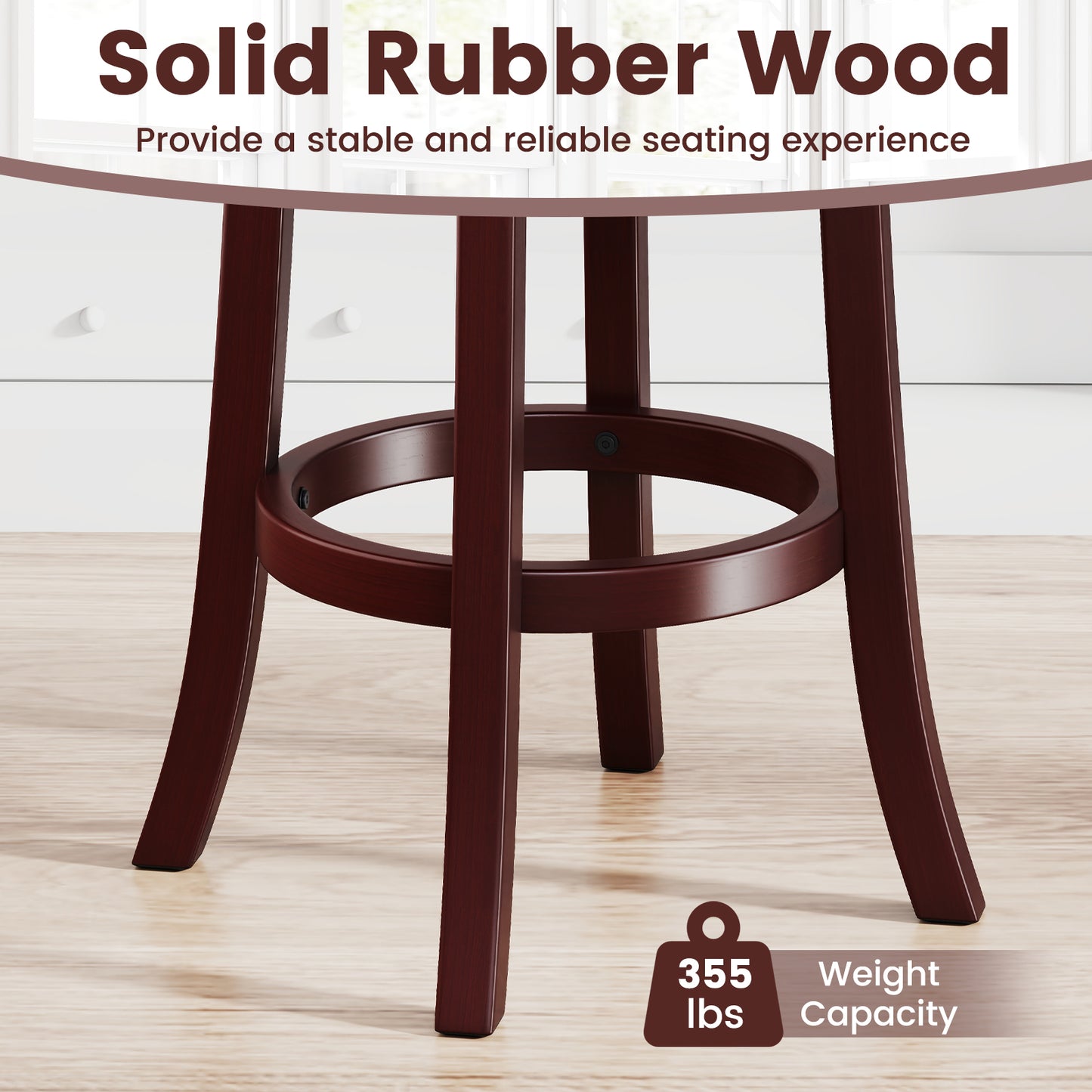 Set of 2 Counter Height Swivel Barstools with High Backs and Footrests-30 inches