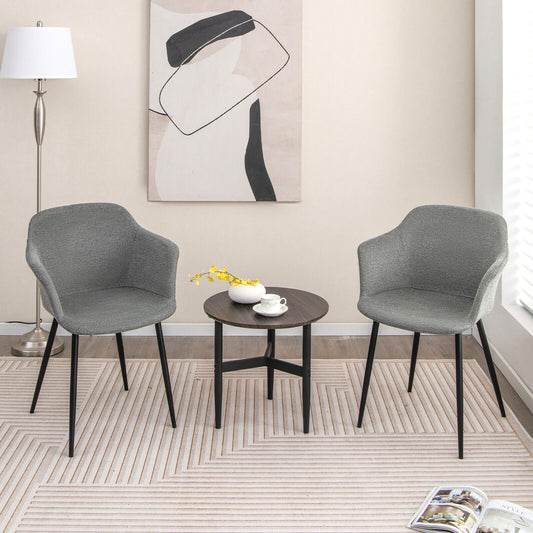 Set of 2 Upholstered Dining Chair with Ergonomic Backrest Design-Gray