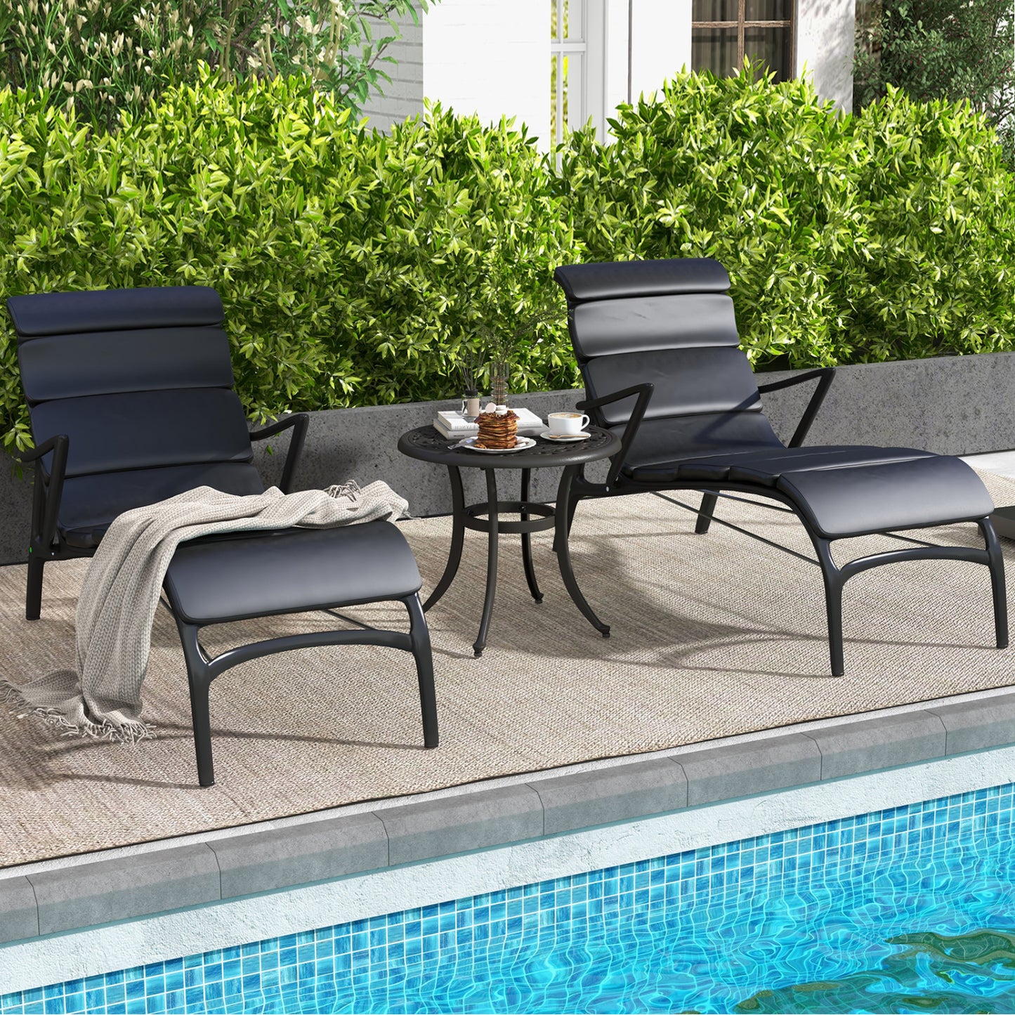 Aluminum Patio Side Tables Set of 2 with Adjustable Feet