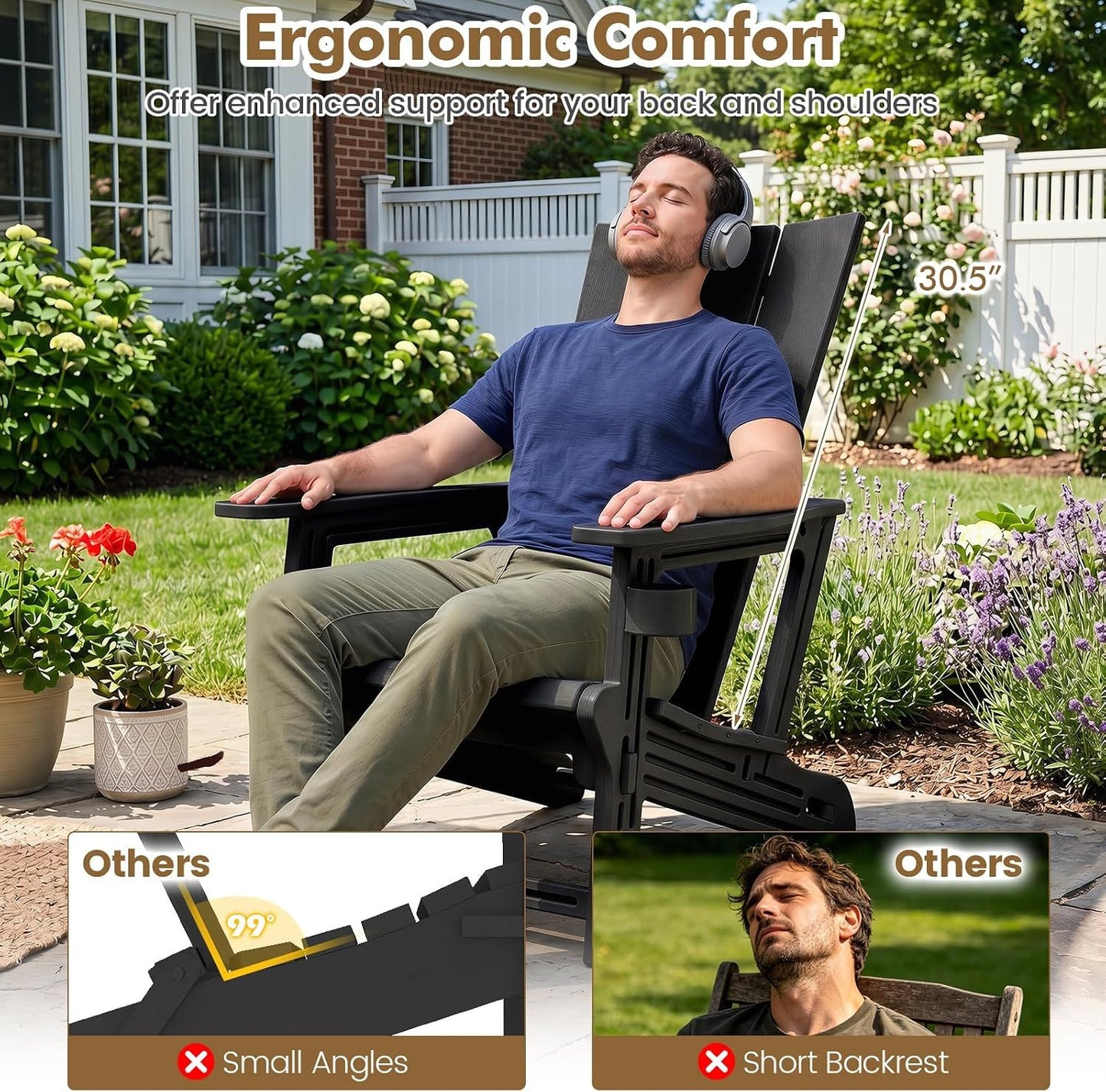 Adirondack Chairs Set of 2 with Cup Holders