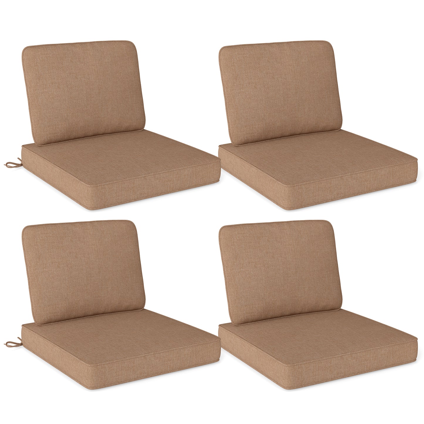 Set of 4 Outdoor Patio Cushion Set with Removable Covers-Black - Brown