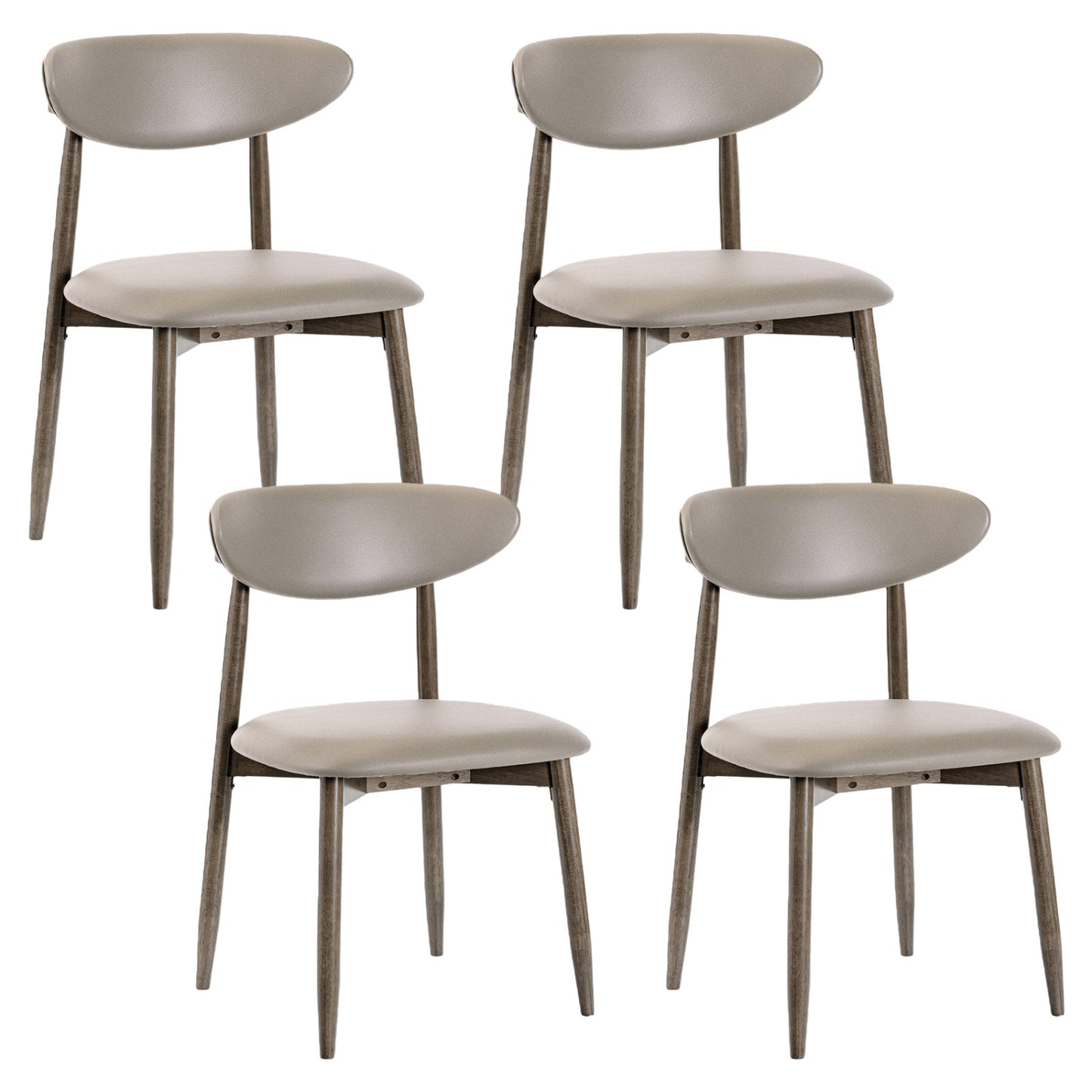 Upholstered Dining Chairs Set of 4 with Curved Backrest