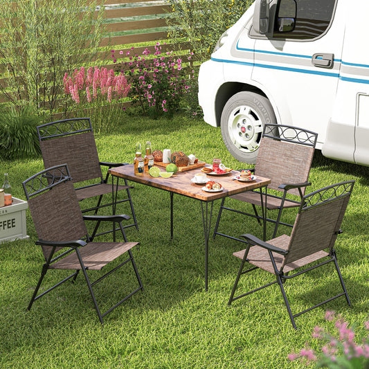 Set of 4 Patio Folding Chairs Set Dining Chairs with Armrests
