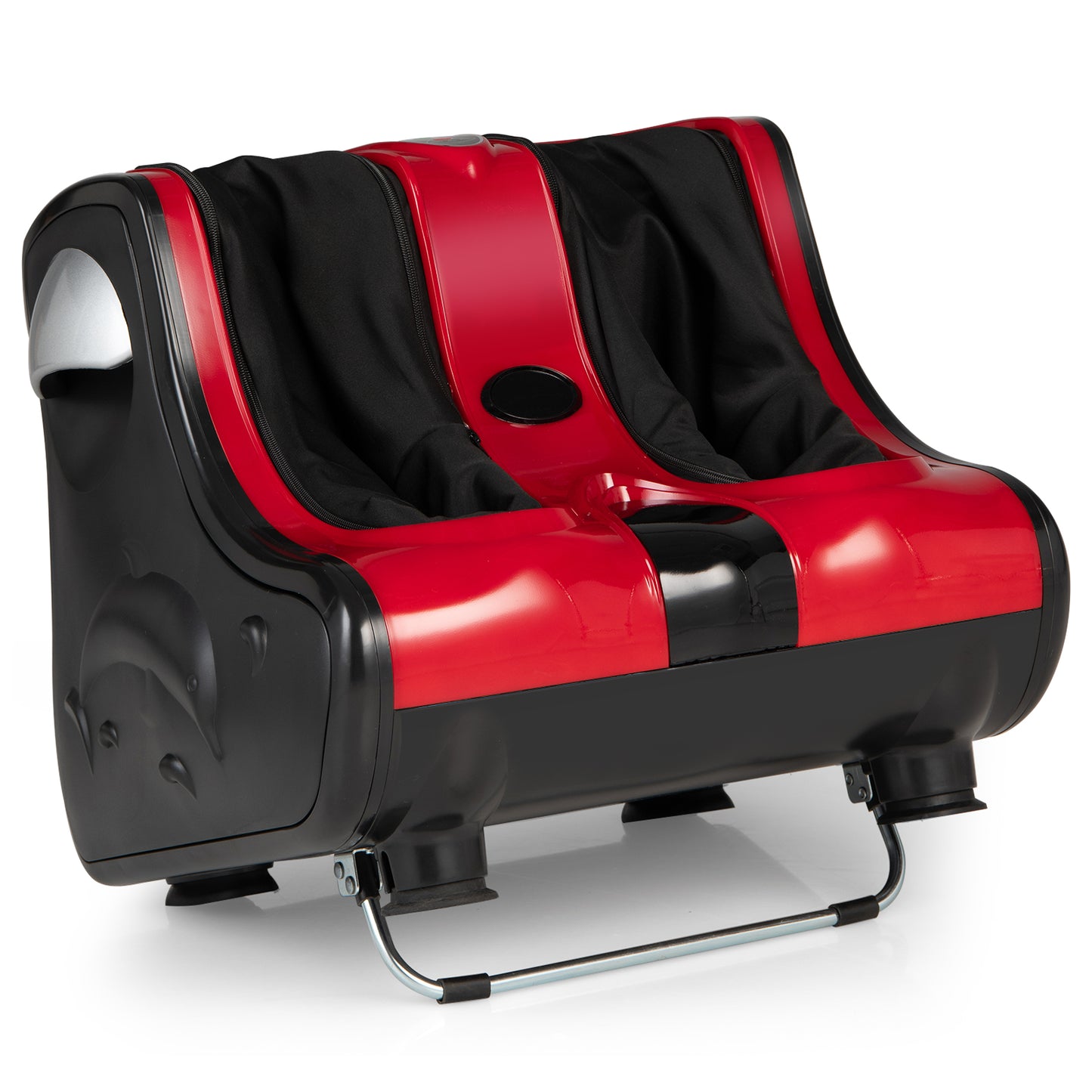 Foot and Calf Massager with Heat Vibration Deep Kneading and Shiatsu-Black - Red