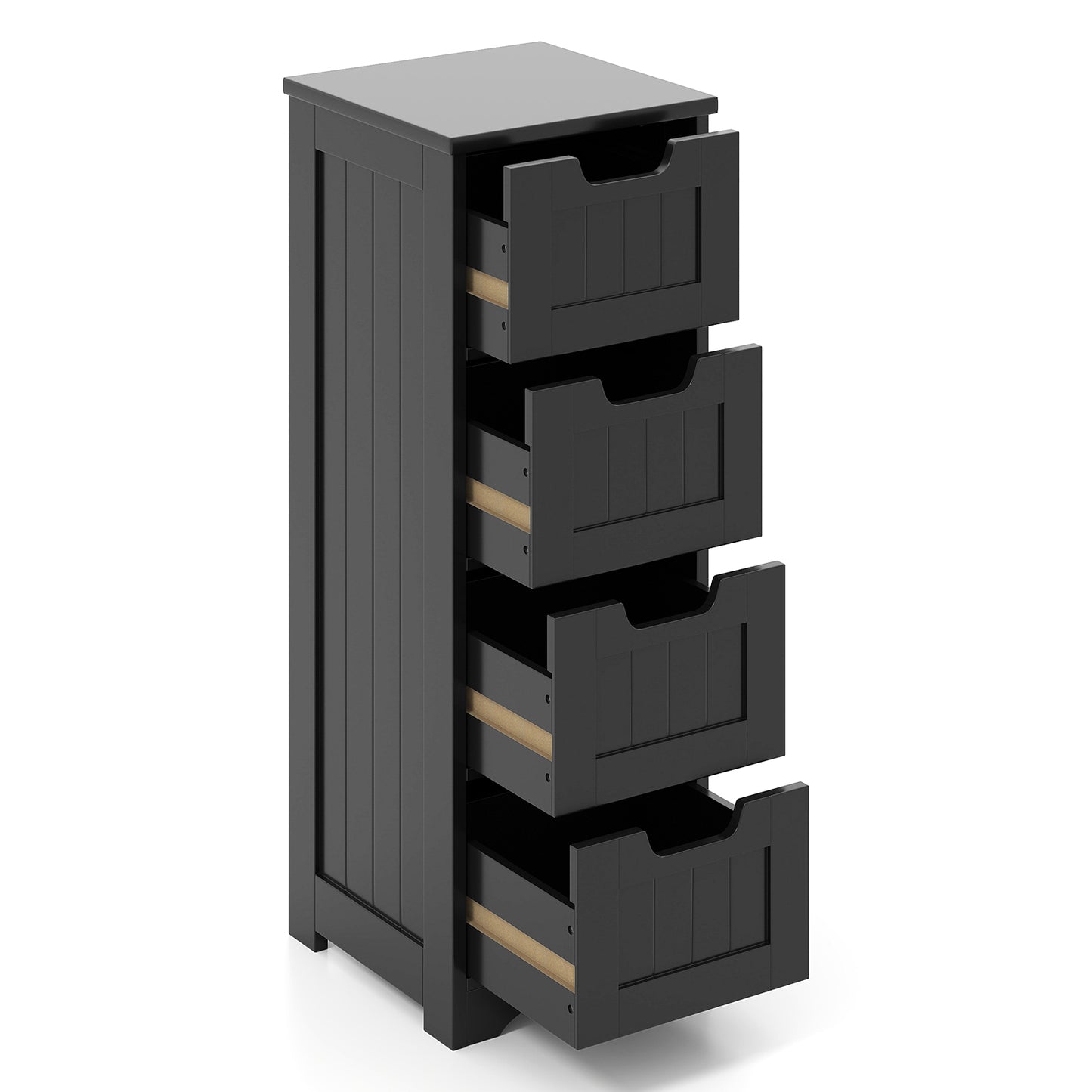 Free-Standing Side Storage Organizer with 4 Drawers-Black