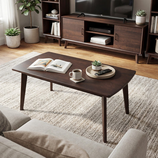 Solid Wood Modern Coffee Table with Tapered Legs