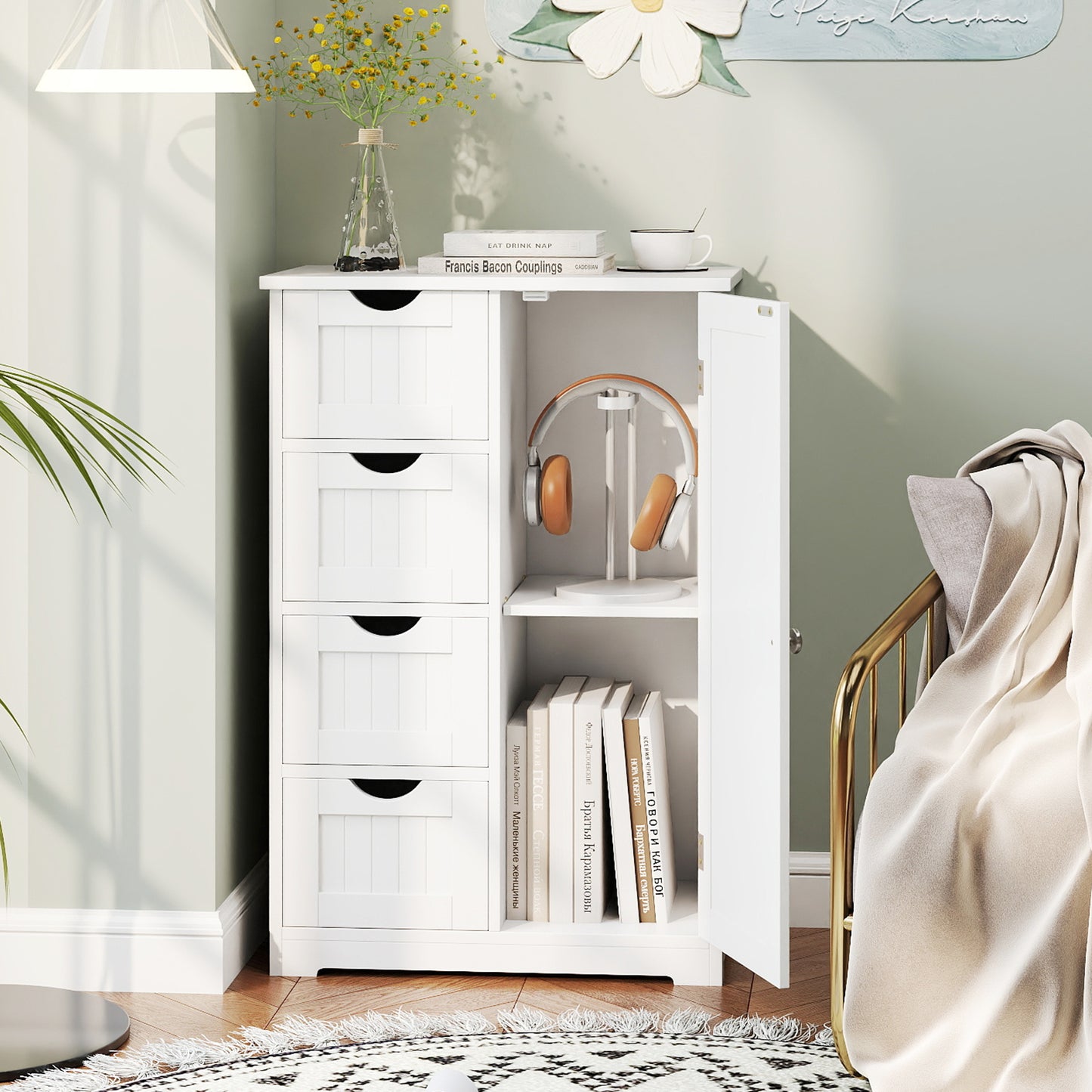 Costway 72 Inches Free Standing Tall Floor Bathroom Storage Cabinet