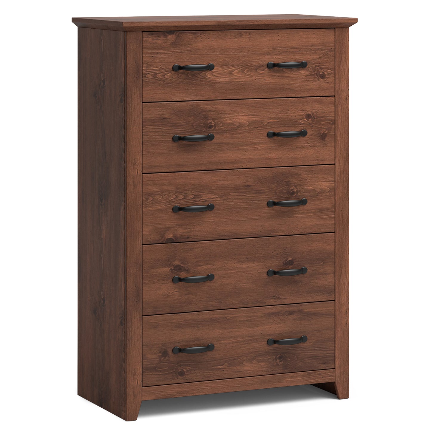 Tall Storage Dresser with 5 Pull-out Drawers for Bedroom Living Room-Gray - Walnut