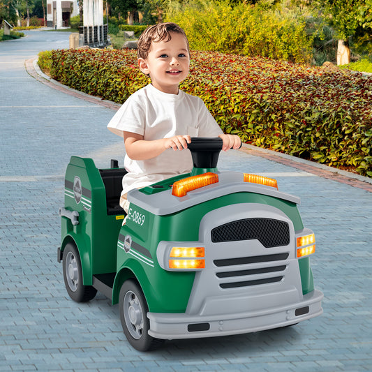 12V Toddler Fire Toy Car with Shovel and Wrench for Ages 37-95 Months-Green