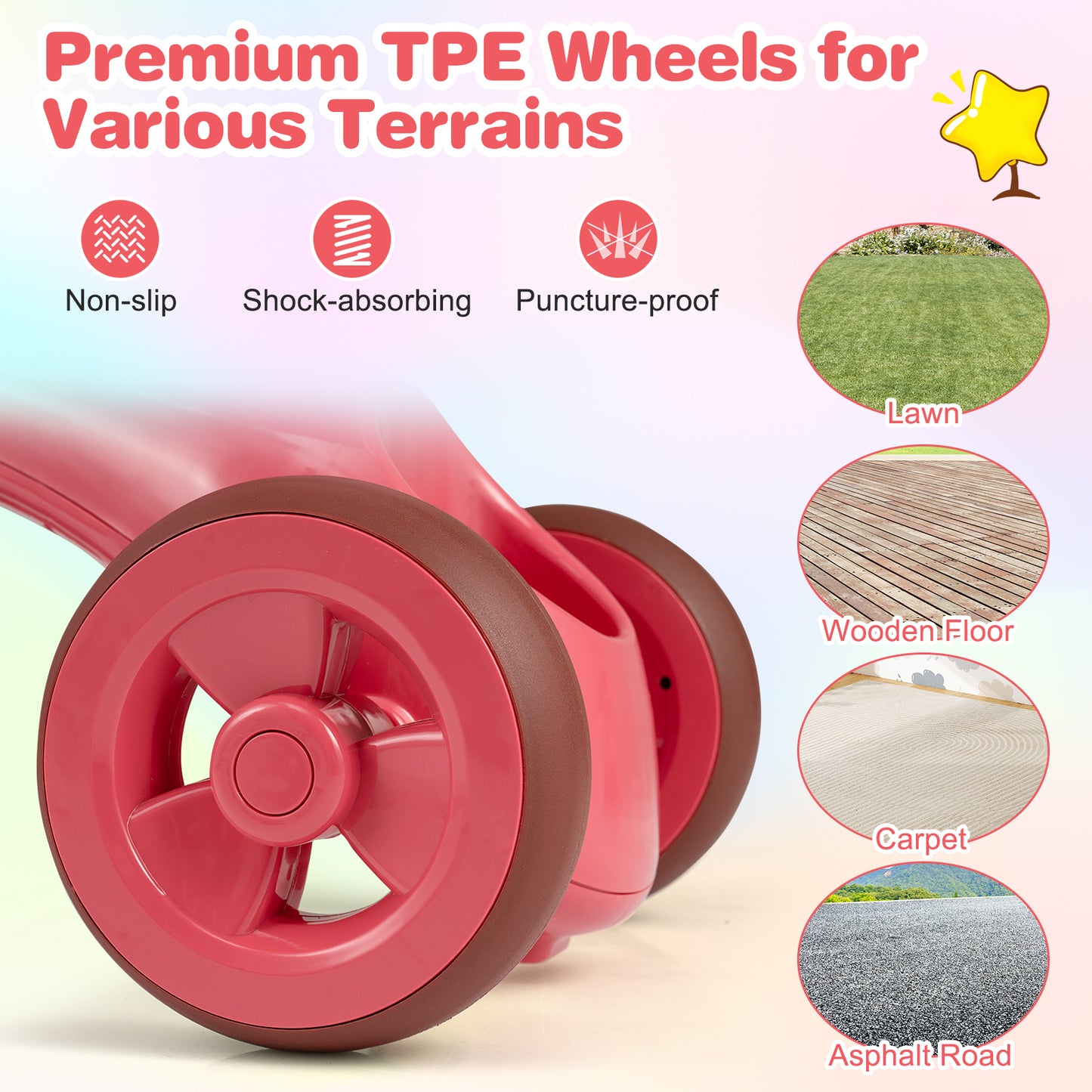 Toddler Tricycle with Limited Steering with Front Baskets and Bell-Pink