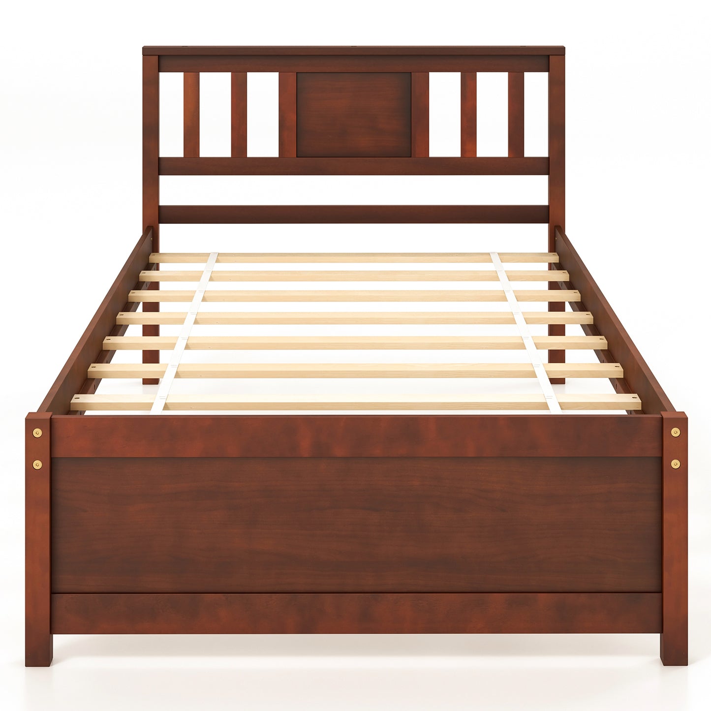 Wooden Platform Bed with Headboard and Slat Support-Queen Size - Twin Size
