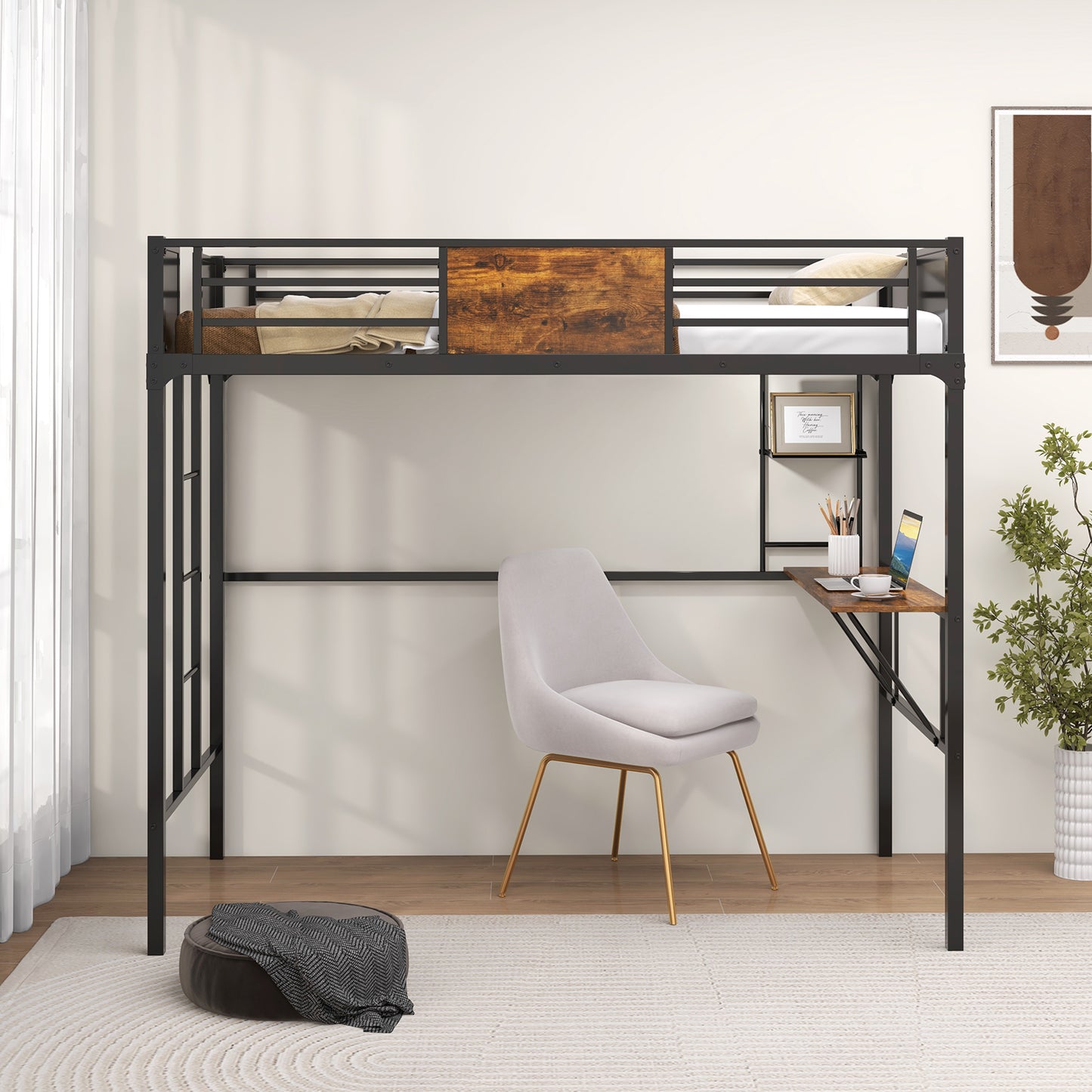 Kids Vanity Set with Chair and Mirror Makeup Dressing Desk with Storage Shelves and Drawers