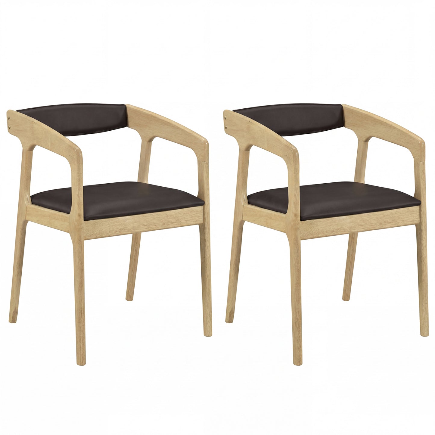 Upholstered Armchairs Set of 2 with Cozy Backrest and Padded Seat Cushion-Natural - Natural