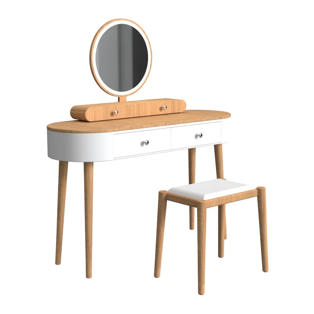 Makeup Vanity Table Set with LED Mirror and 3 Spacious Drawers-Natural - Natural