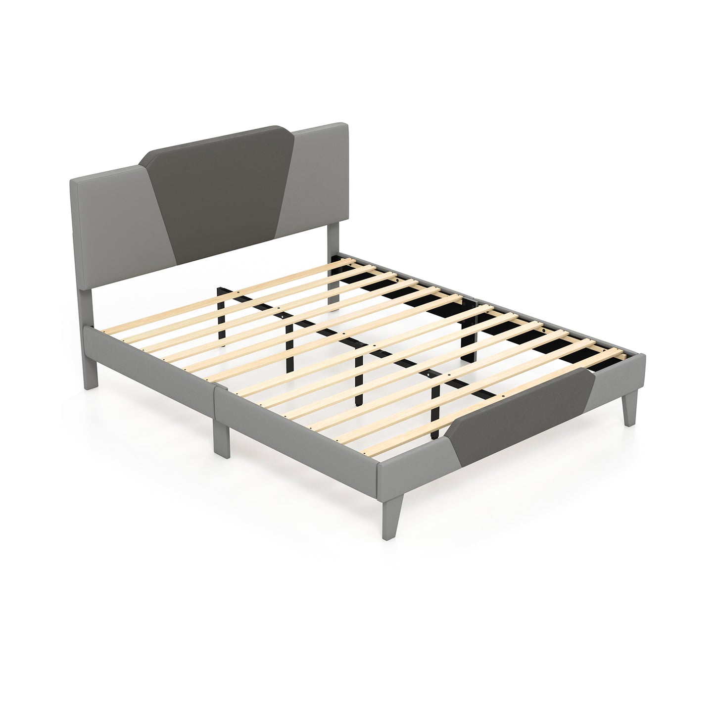 Full/Queen/Twin Velvet Upholstered Bed Frame with High Headboard-Twin Size - Queen Size