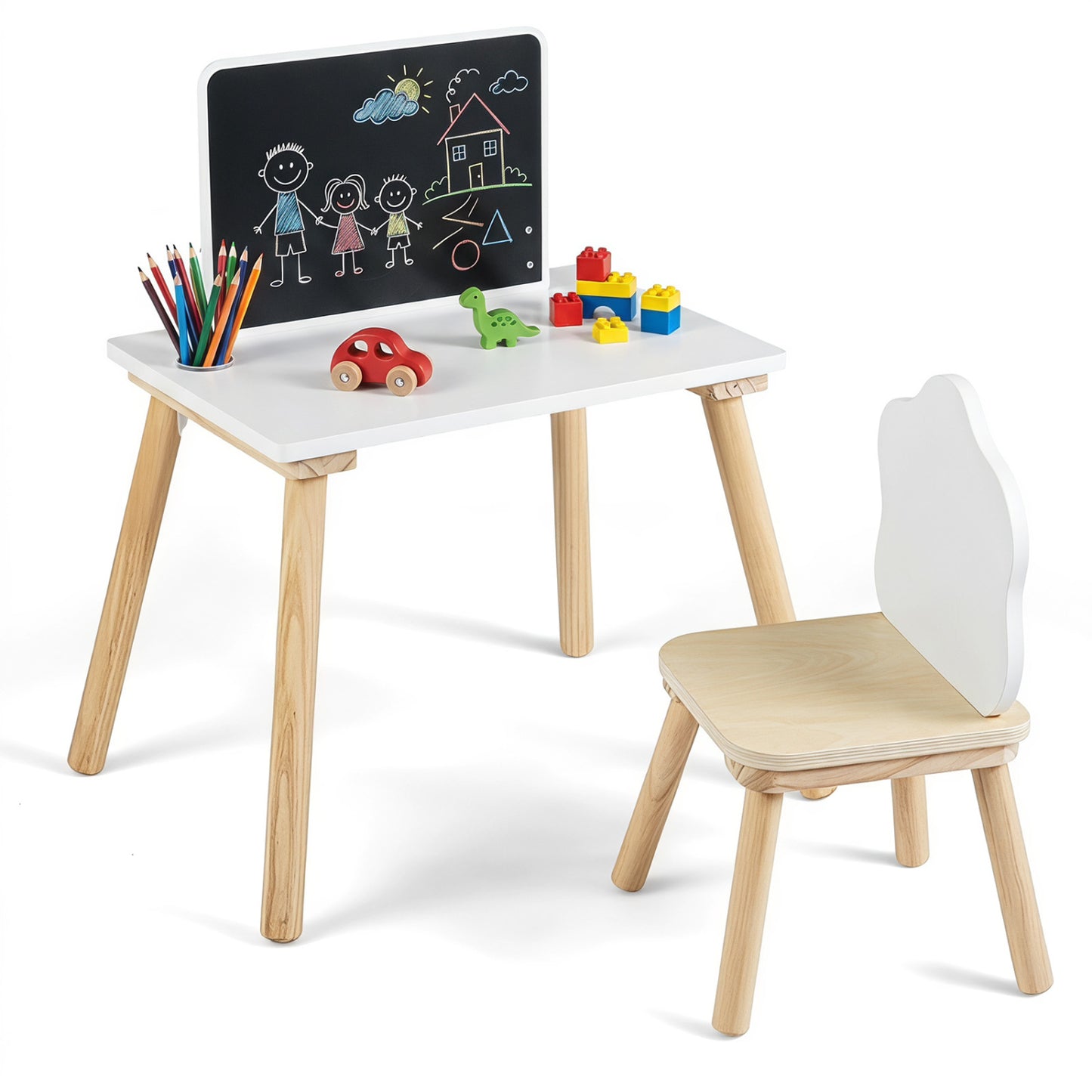 Kids Weaning Table and Chair Set with Chalkboard