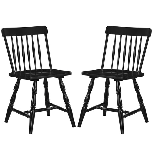Windsor Dining Chairs Set of 2 with Curved Spindle Back