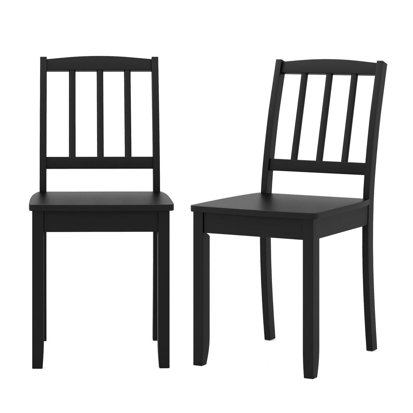 Wood Dining Chair Set of 2 with Rubber Wood Legs-Brown - Black