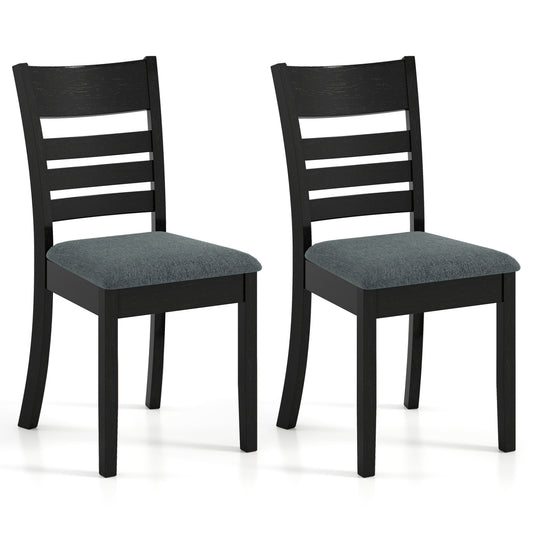 Wooden Dining Chairs Set of 2 Upholstered Kitchen Chairs with Rubber Wood Frame