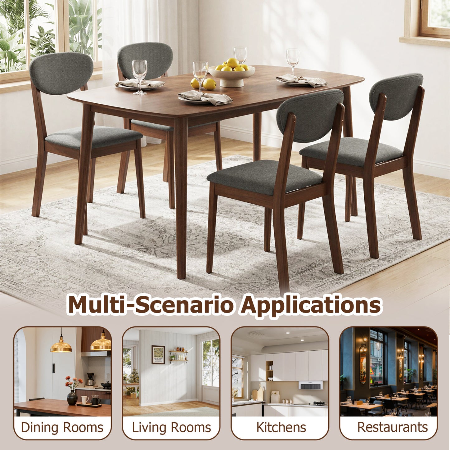 Dining Chairs Set of 4 with Padded Seats and Backrest