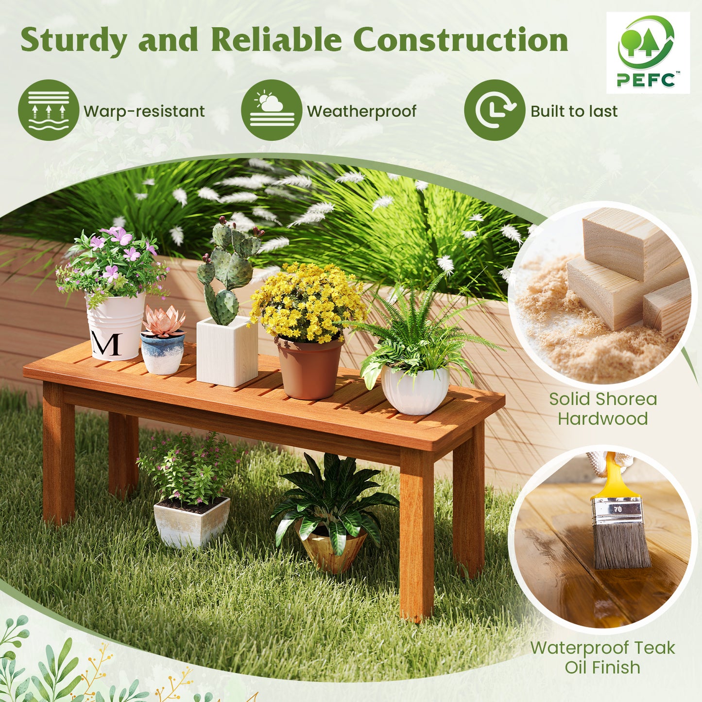 Wooden Plant Stand Outdoor Indoor Solid Wood Flower Pot Holder Display Shelf