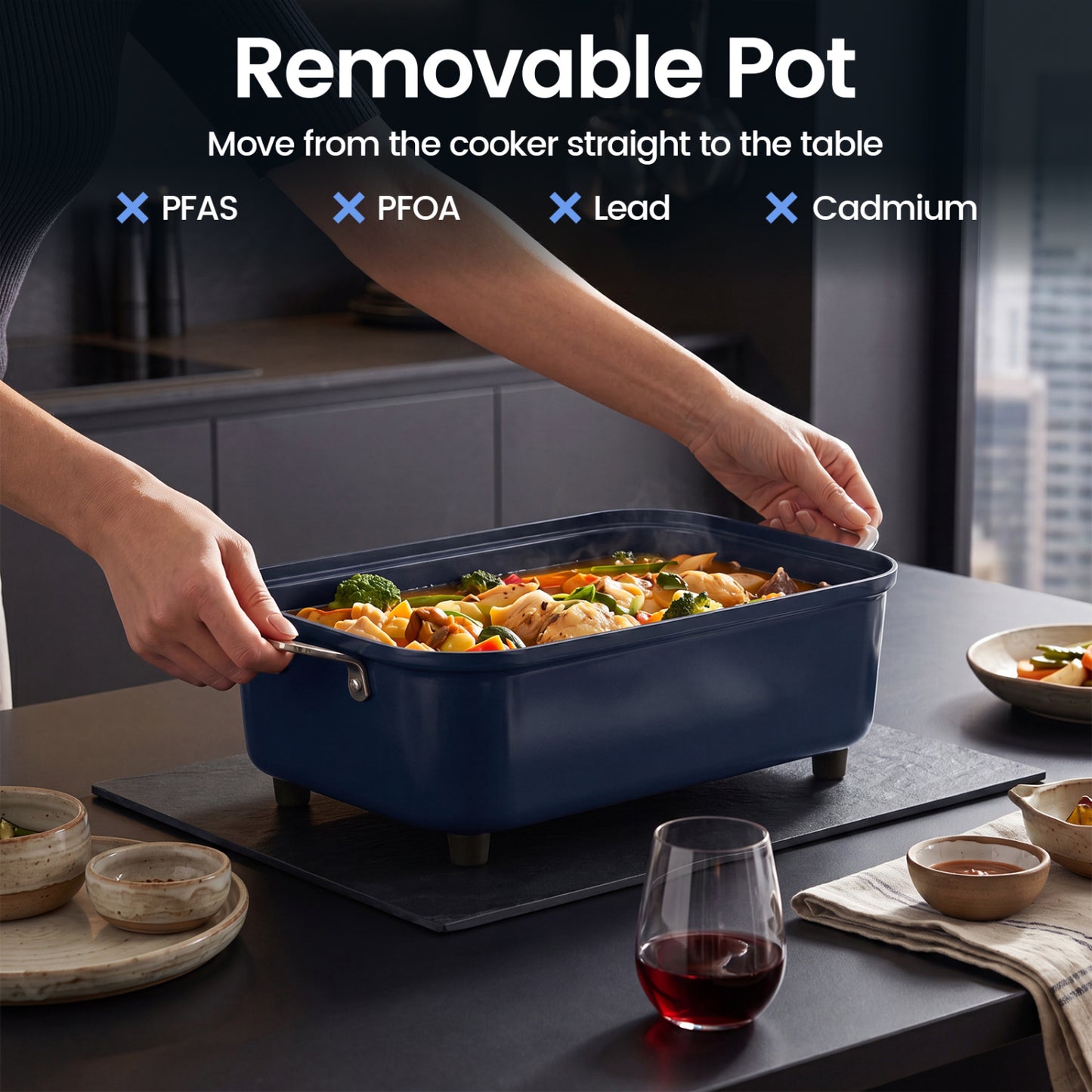 6-in-1 Programmable Slow Cooker with Timer and Keep Warm