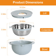 Multifunctional Mixing Bowl with Lid Set 3 Replaceable Graters Food Strainer
