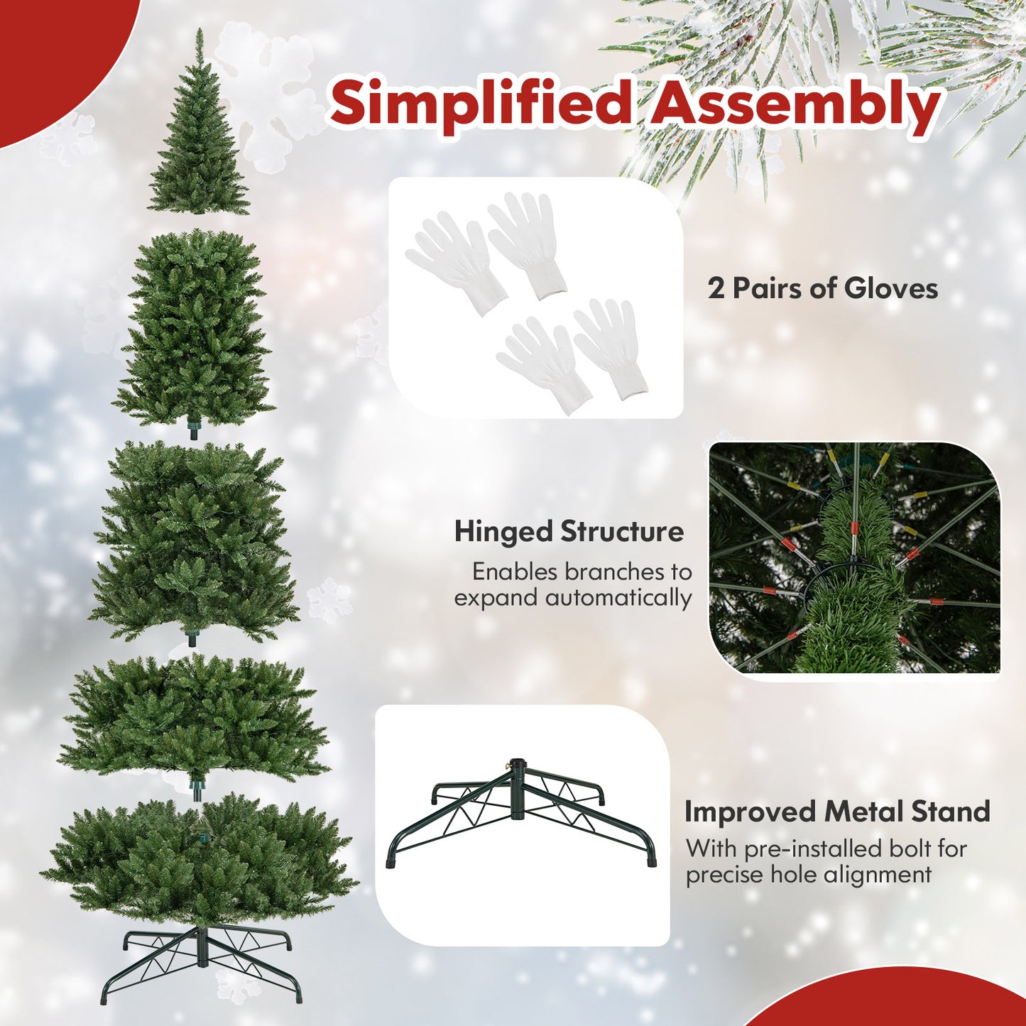 12 FT Artificial Christmas Tree with 800 Warm White LED Lights for Home Party Shopping Mall