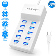 10 Ports USB Charging Station Hub 50W