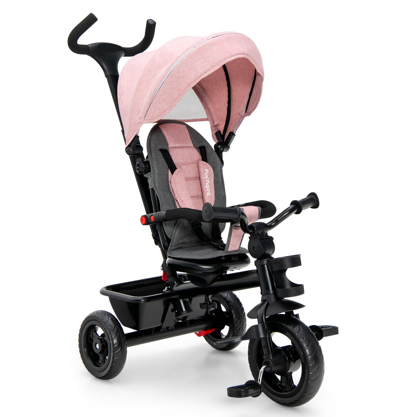 4-in-1 Baby Tricycle Toddler Trike with Convertible Seat-Blue - Pink