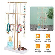 3 Tier Gold Metal Tabletop Jewelry Display Tree Stand Organizer
