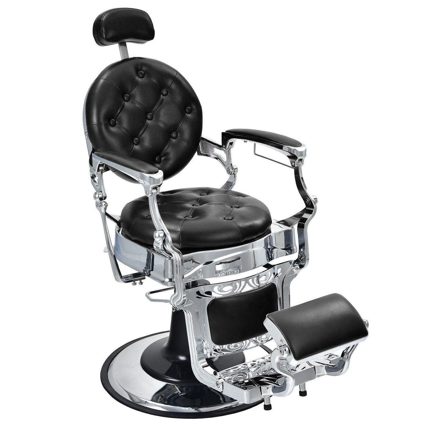 Vintage Barber Chair with Adjustable Height and Headrest