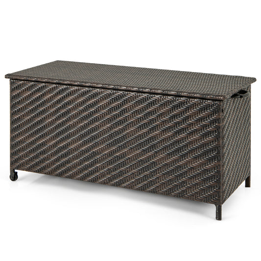 85 Gallon Outdoor Storage Box with Removable Liner and Universal Wheels